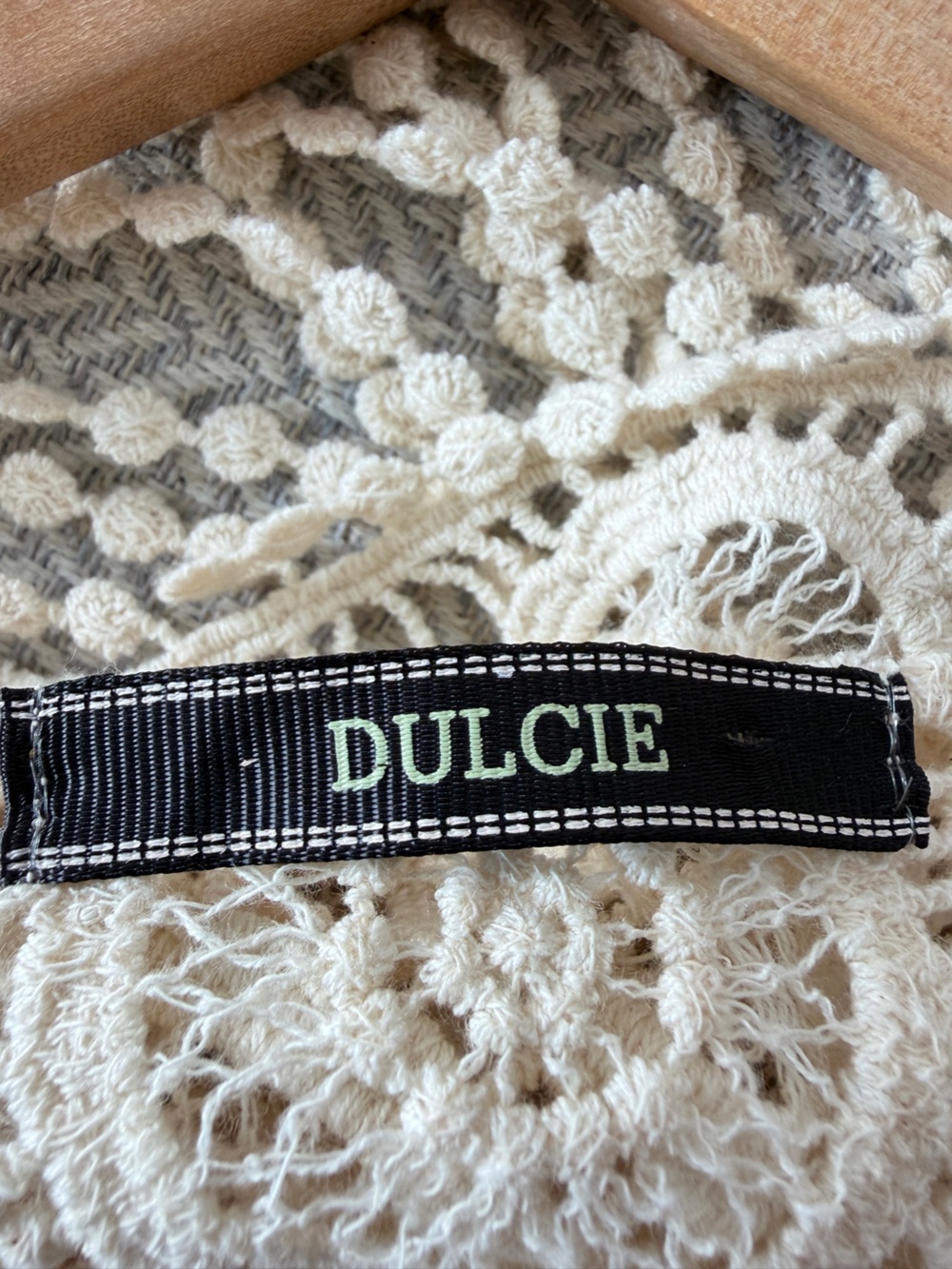 Dulcie Crochet Fringe Short Sleeve Top - Cream small boho festival - Picture 5 of 5